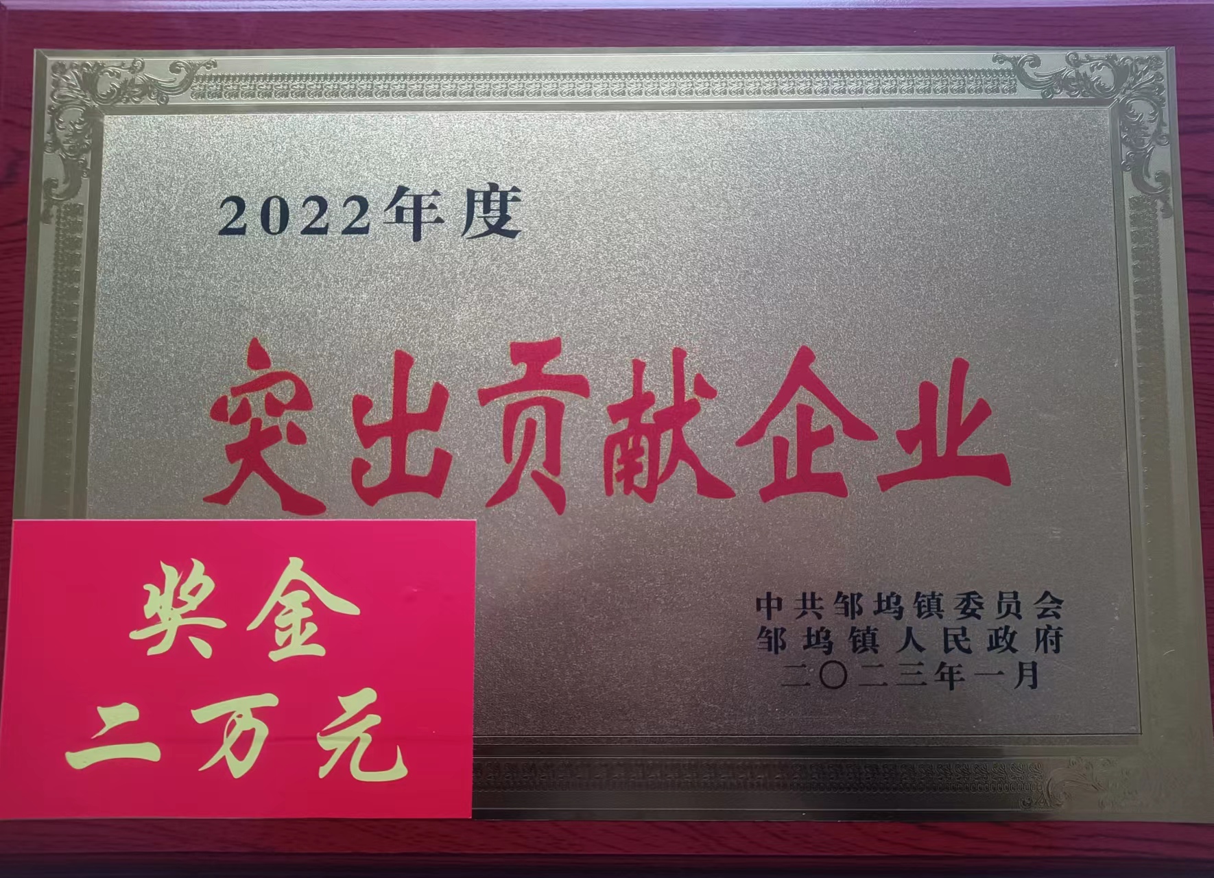 热烈祝贺山东易石生物工程有限公司荣获2022年度“突出贡献企业”